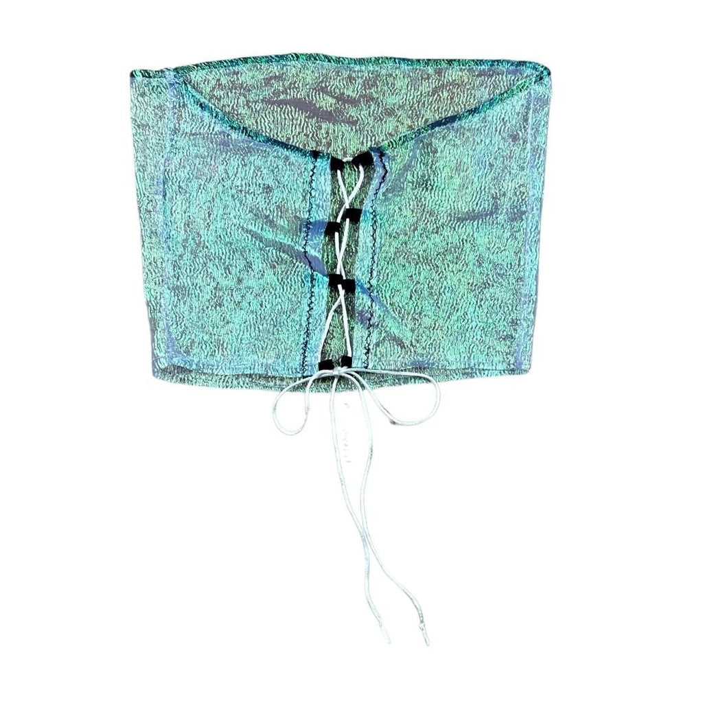 Sheer Iridescent Lace - Up Tube Top – Handmade & One - of - a - Kind - The Modern Alien