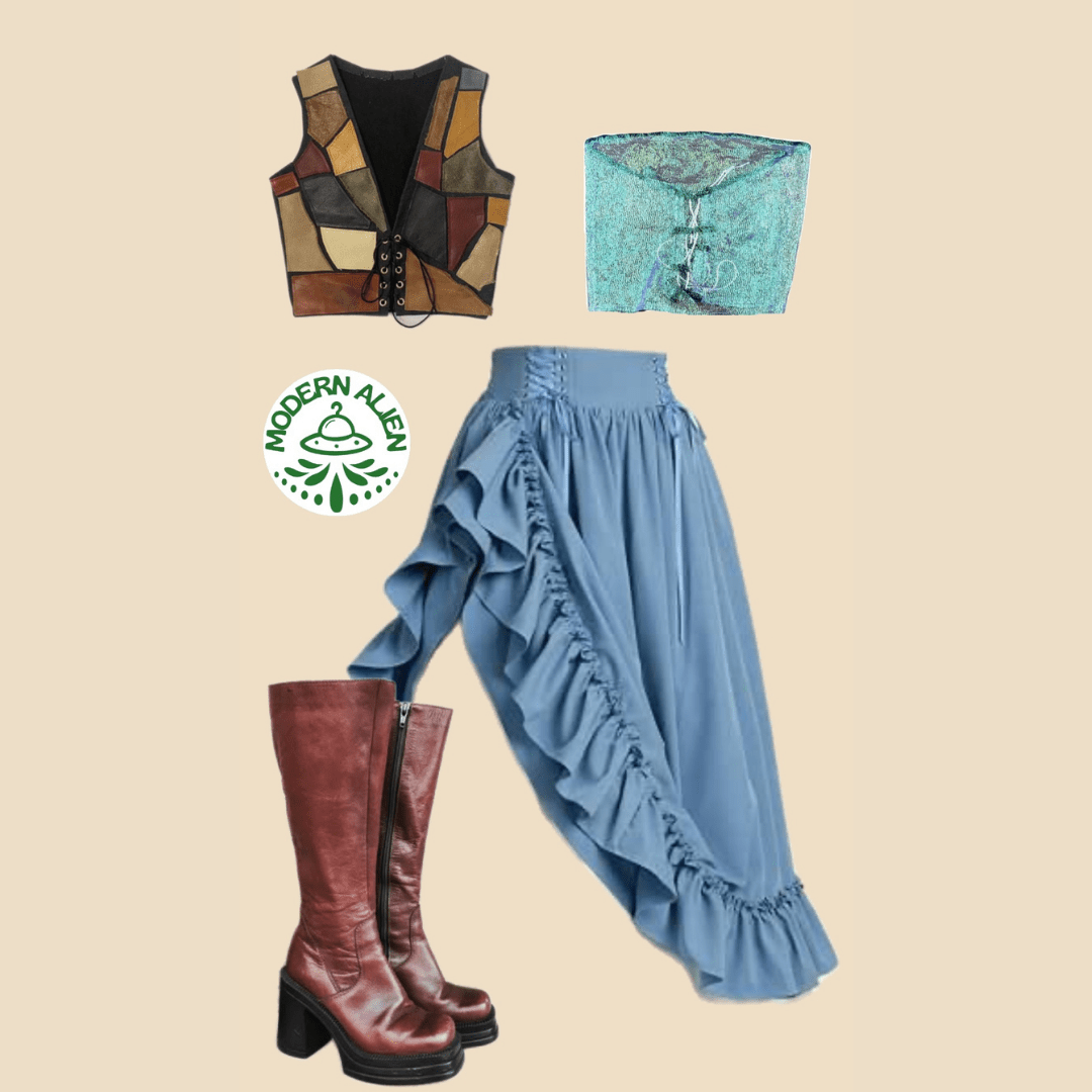 Sheer Iridescent Lace - Up Tube Top – Handmade & One - of - a - Kind - The Modern Alien