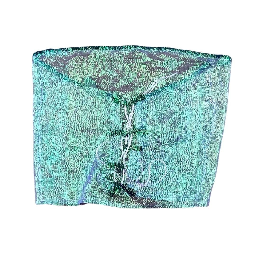 Sheer Iridescent Lace-Up Tube Top – Handmade & One-of-a-Kind