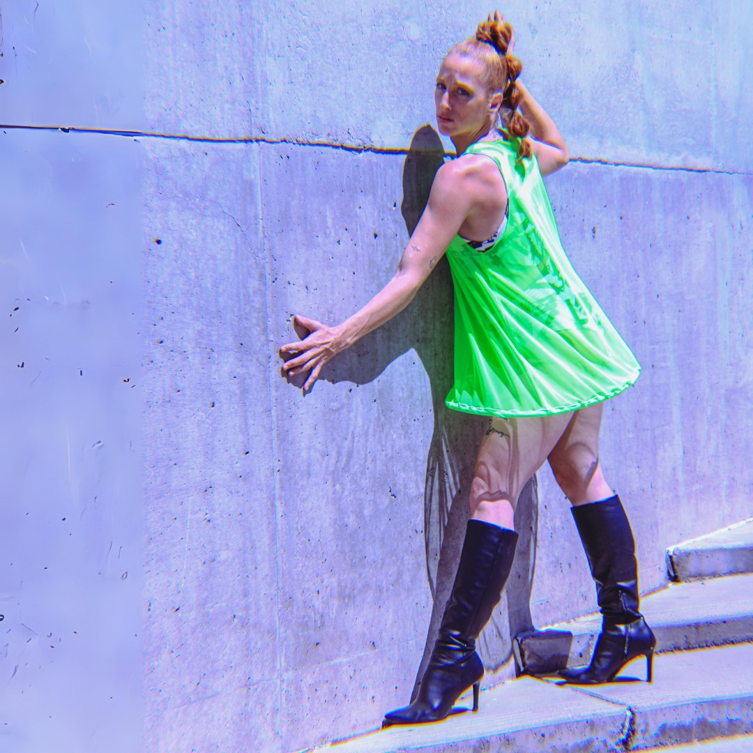 Sheer Neon Green A line Dress - The Modern Alien