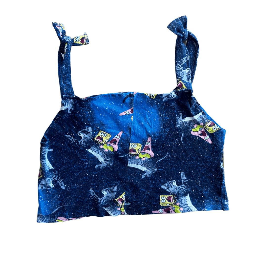 Space Sponge Crop Top & Ruffle Shorts Set – Handmade from Upcycled Pajamas - The Modern Alien