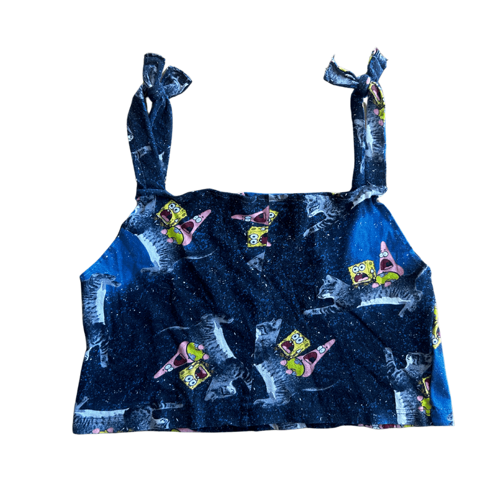 Space Sponge Crop Top & Ruffle Shorts Set – Handmade from Upcycled Pajamas - The Modern Alien