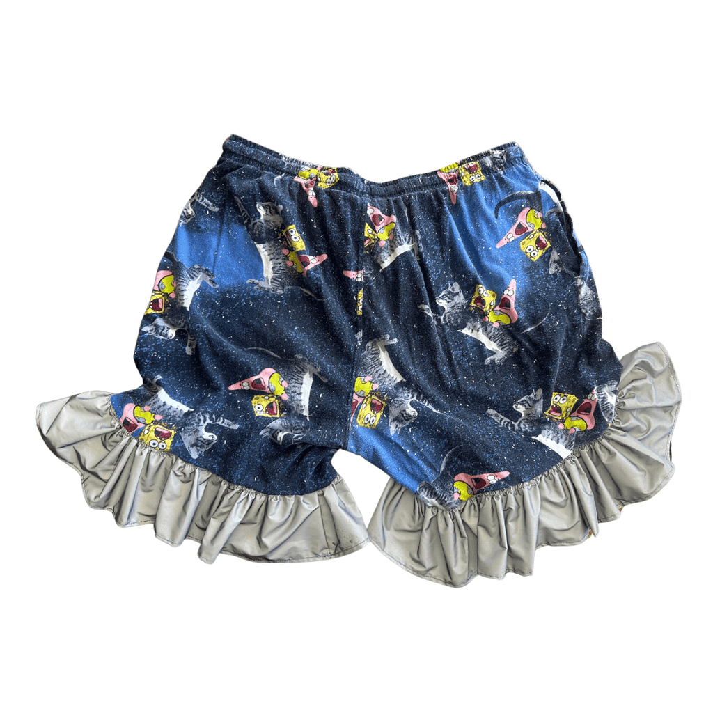Space Sponge Crop Top & Ruffle Shorts Set – Handmade from Upcycled Pajamas - The Modern Alien