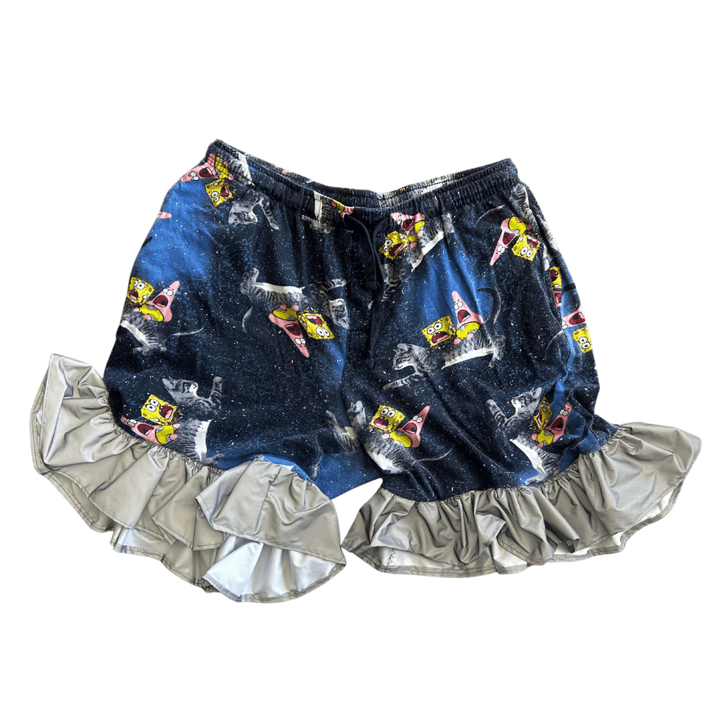 Space Sponge Crop Top & Ruffle Shorts Set – Handmade from Upcycled Pajamas - The Modern Alien