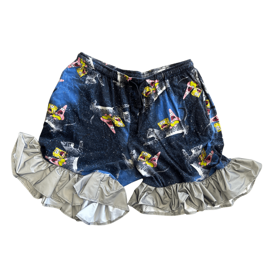 Space Sponge Crop Top & Ruffle Shorts Set – Handmade from Upcycled Pajamas - The Modern Alien