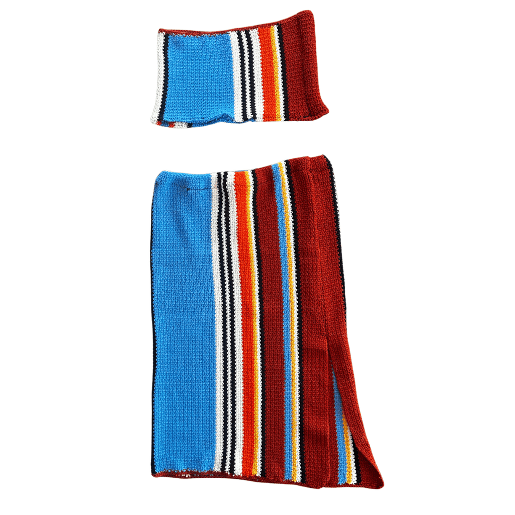 Striped Crochet Tube Top & Maxi Skirt Set – Handmade & Upcycled - The Modern Alien