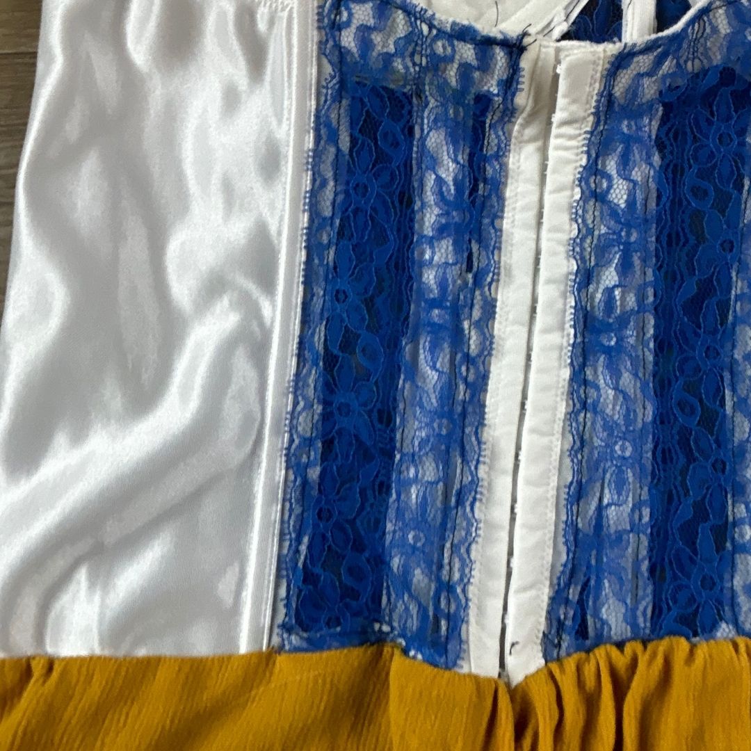 Sunflower Corset Midi Dress – Handmade & Upcycled - The Modern Alien