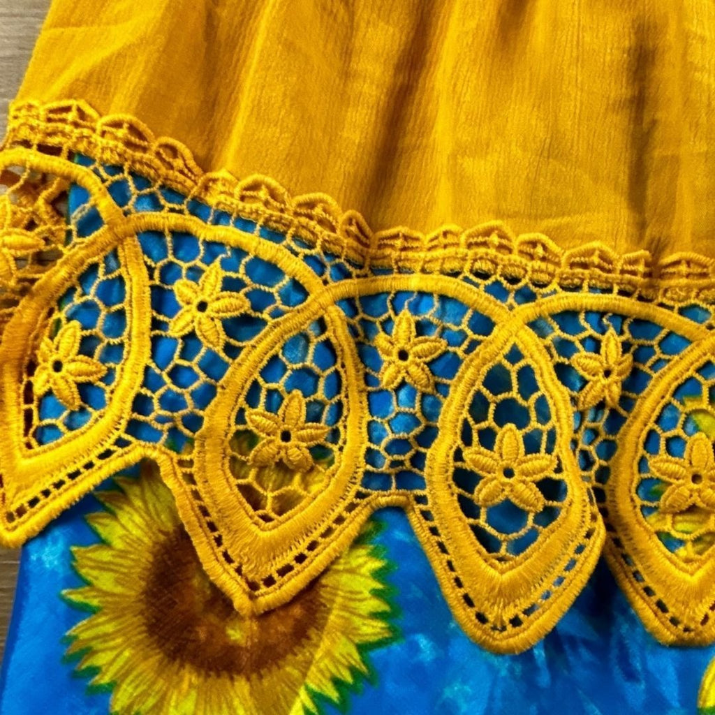 Sunflower Corset Midi Dress – Handmade & Upcycled - The Modern Alien