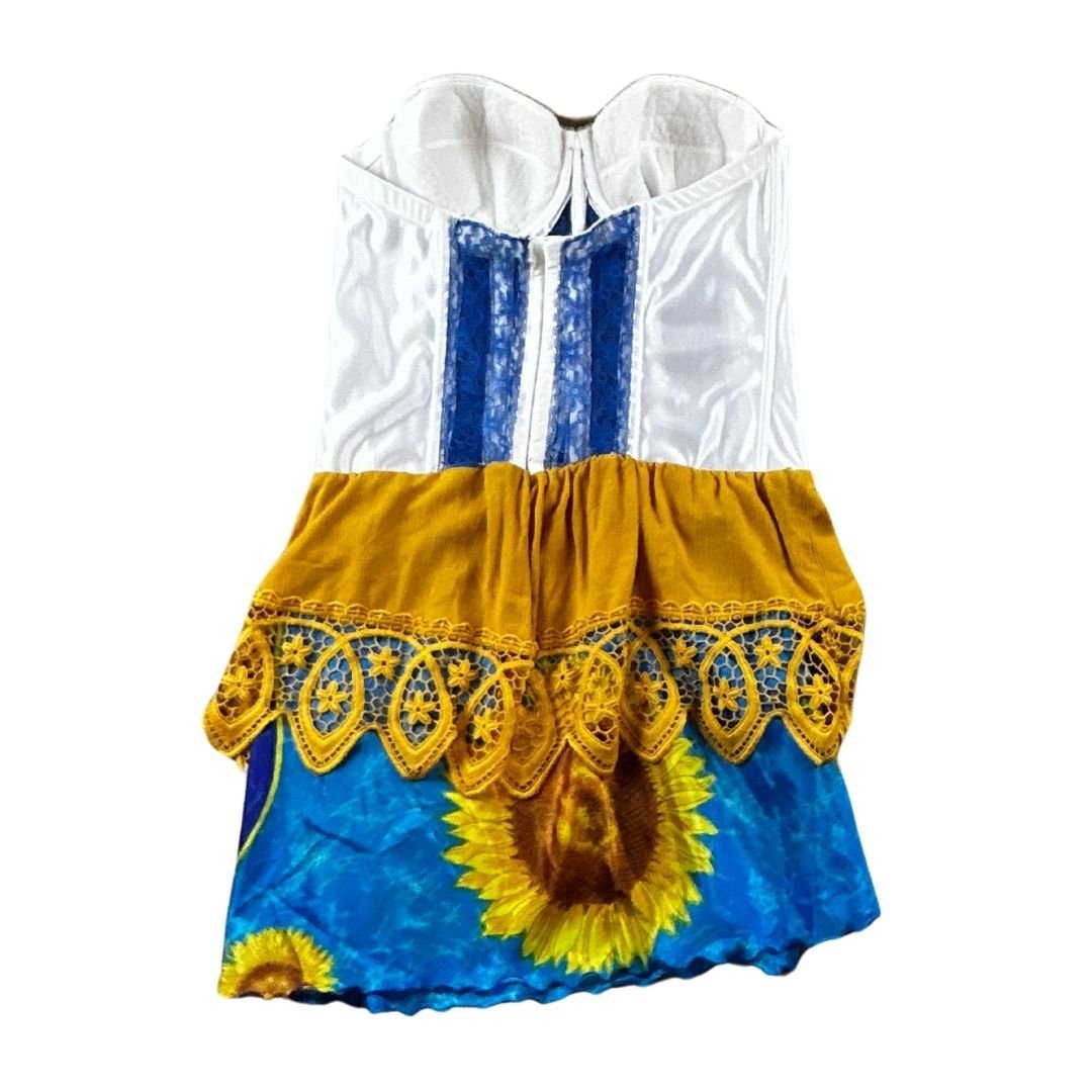 Sunflower Corset Midi Dress – Handmade & Upcycled - The Modern Alien