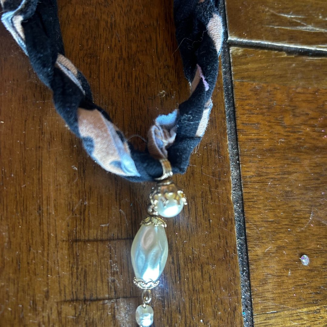 Twisted Leopard Charm Necklace – Handmade from Scrap Fabric & Vintage Jewelry - The Modern Alien