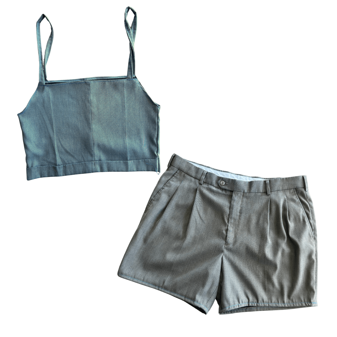 Two-Piece Set – Handmade from Upcycled Men’s Dress Pants