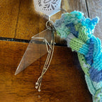 Upcycled Crochet Wristlet | Handmade from Scrap Fabric & Mismatched Earrings | One - of - a - Kind Sustainable Accessory - The Modern Alien