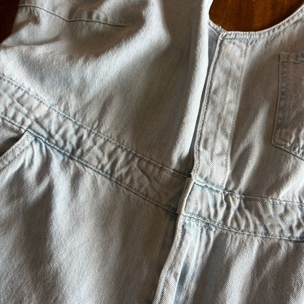 Upcycled Denim Jumpsuit – Wide - Leg & Backless | Reworked from Vintage Dress | Handmade in Arizona - The Modern Alien