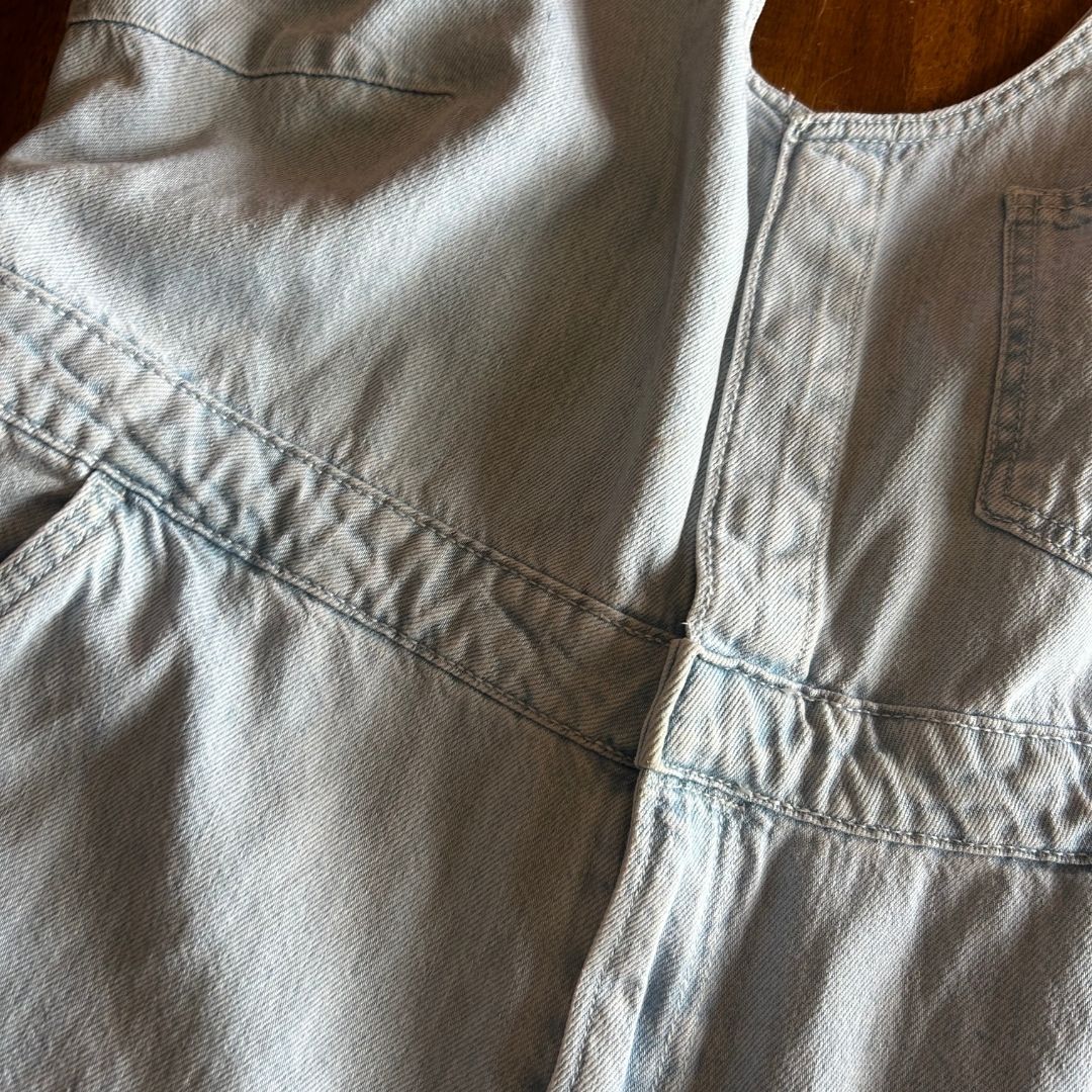 Upcycled Denim Jumpsuit – Wide - Leg & Backless | Reworked from Vintage Dress | Handmade in Arizona - The Modern Alien