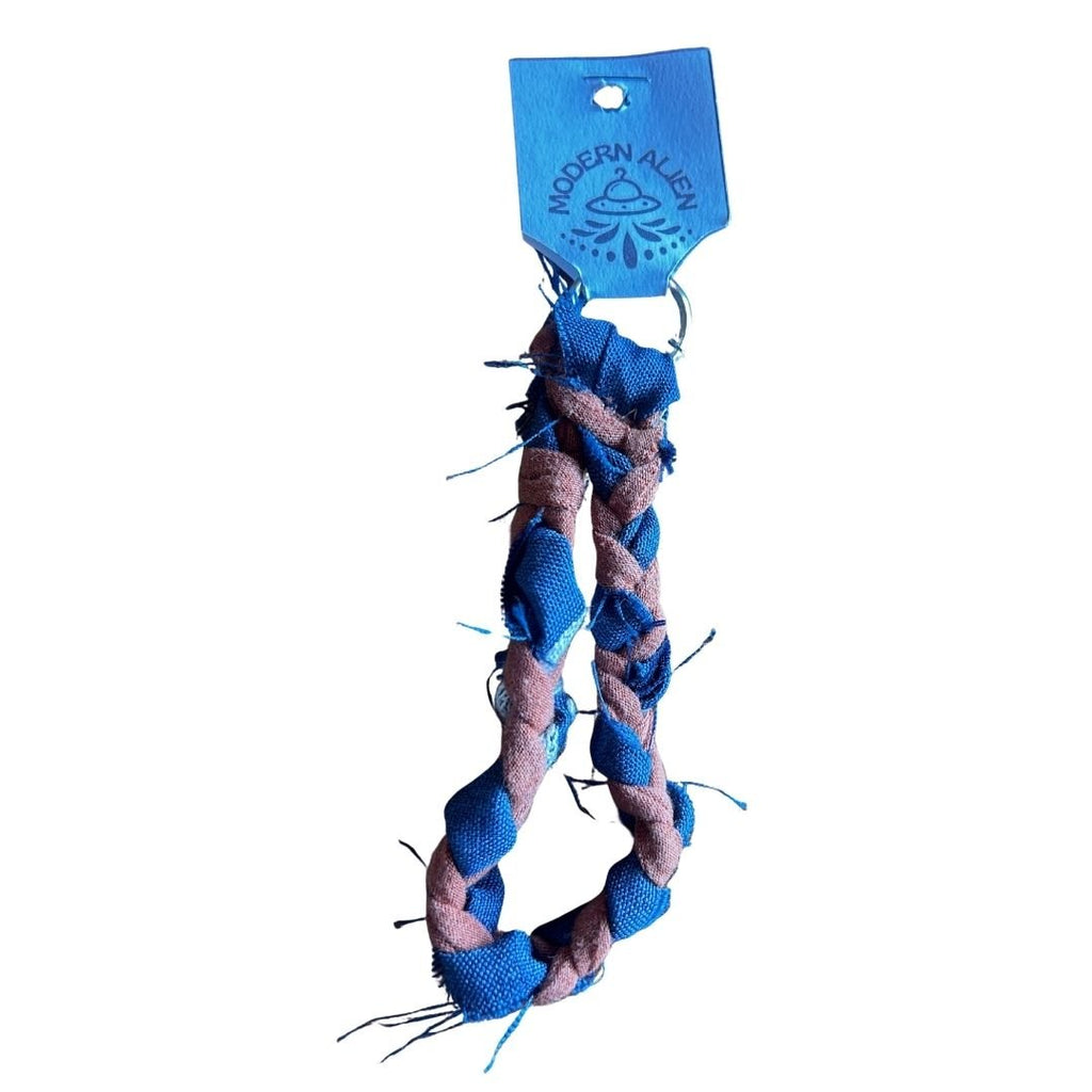 Upcycled Fabric Wristlet | Handmade from Scrap Fabrics & Mismatched Earring | One - of - a - Kind Sustainable Accessory - The Modern Alien