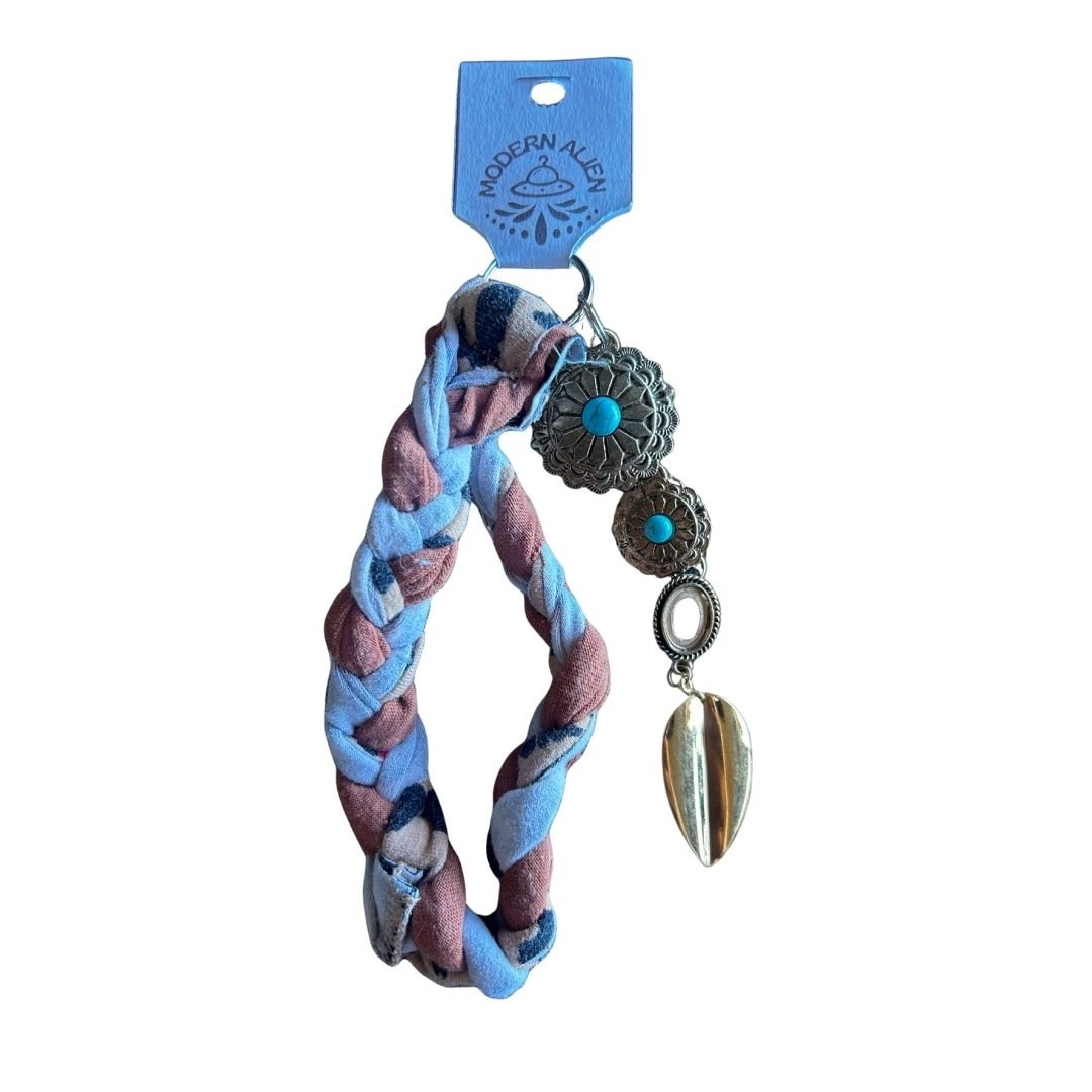 Upcycled Fabric Wristlet | Handmade from Scrap Fabrics & Mismatched Earrings | Sustainable Boho Jewelry