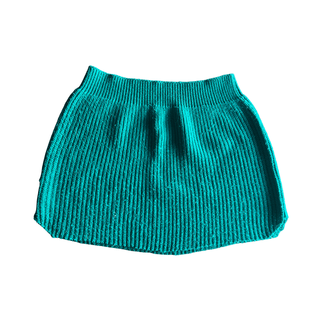 Upcycled Knit Mini Skirt – Teal Ribbed Sweater Rework | One - of - a - Kind | Handmade in Arizona ♻️ Cosy, Cool + Completely Unique – Only 1 Available - The Modern Alien
