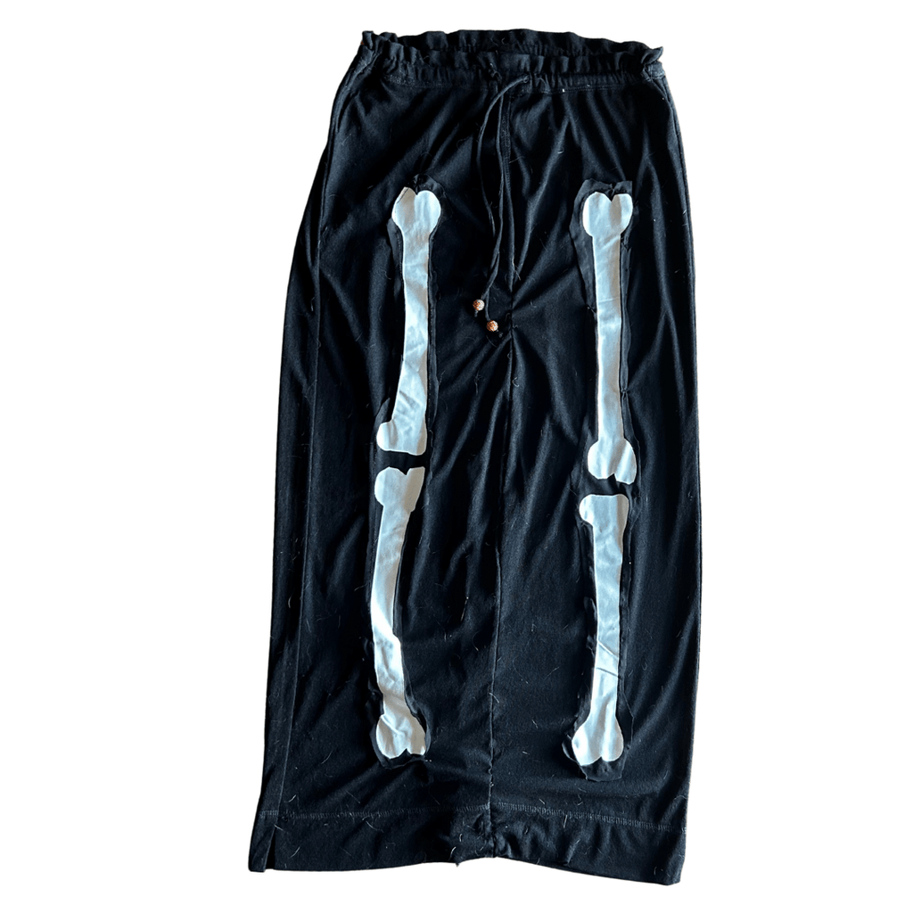 Upcycled Skeleton Maxi Skirt – Handmade from Sheer Joggers | One - of - a - Kind | Reworked in Arizona 🦴 Spooky, Sheer & Sustainable – Only 1 Available - The Modern Alien