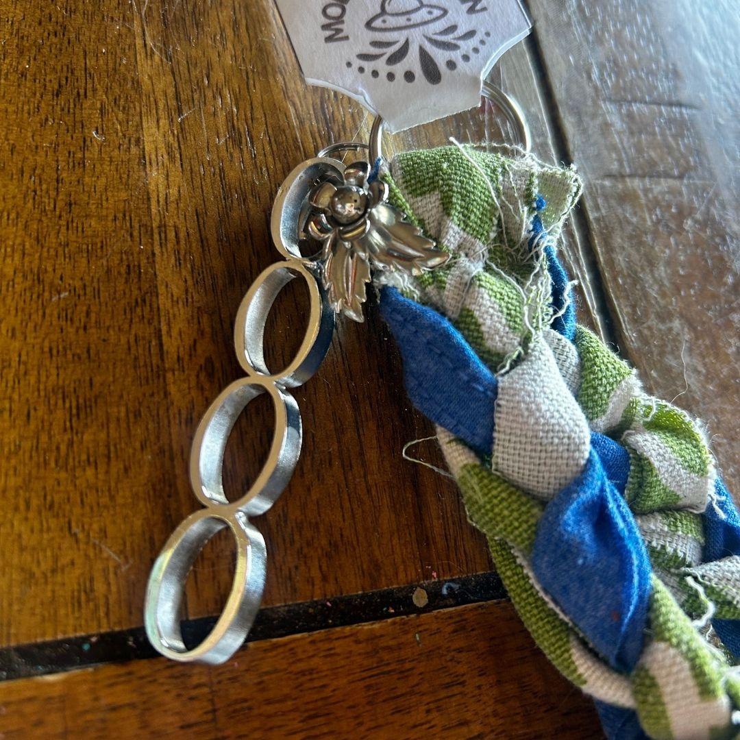 Upcycled Wristlet | Handmade from Scrap Fabric & Mismatched Earrings - The Modern Alien