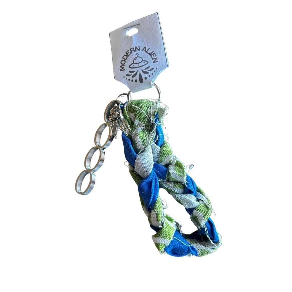 Upcycled Wristlet | Handmade from Scrap Fabric & Mismatched Earrings - The Modern Alien