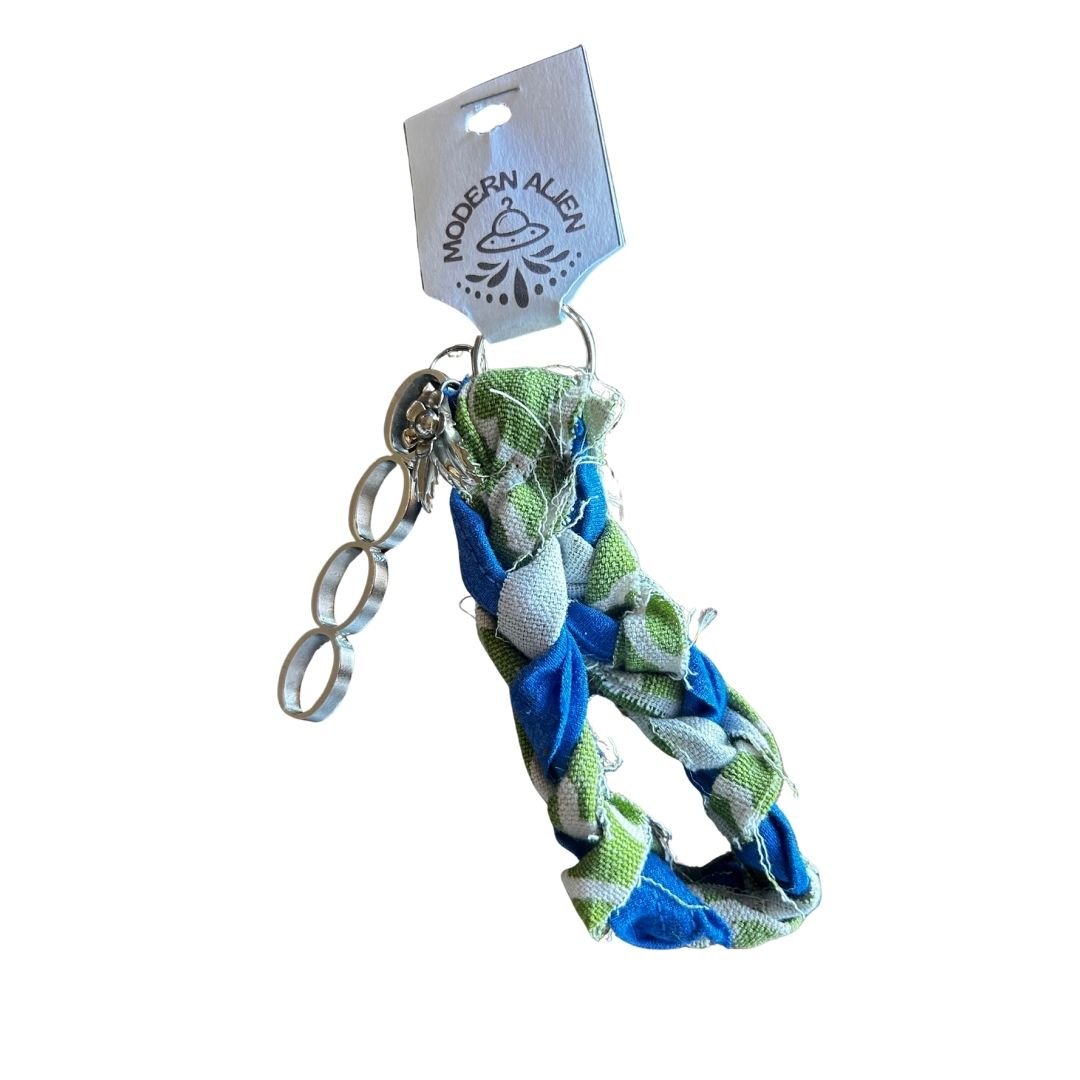 Upcycled Wristlet | Handmade from Scrap Fabric & Mismatched Earrings - The Modern Alien
