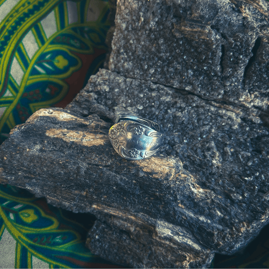 Vintage Floral Spoon Ring – Handmade from Upcycled Silverware - The Modern Alien