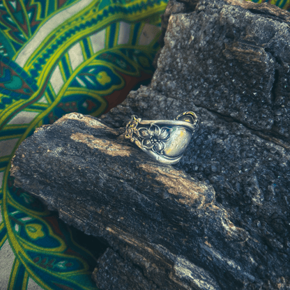 Vintage Spoon Ring – Floral Engraved & Handmade from Upcycled Silverware - The Modern Alien