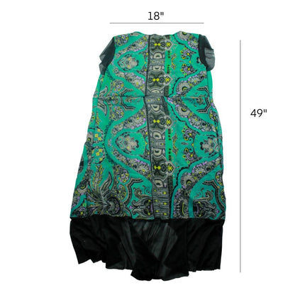 Black and Teal Floral Duster with Elegant Black Ruffles - The Modern Alien