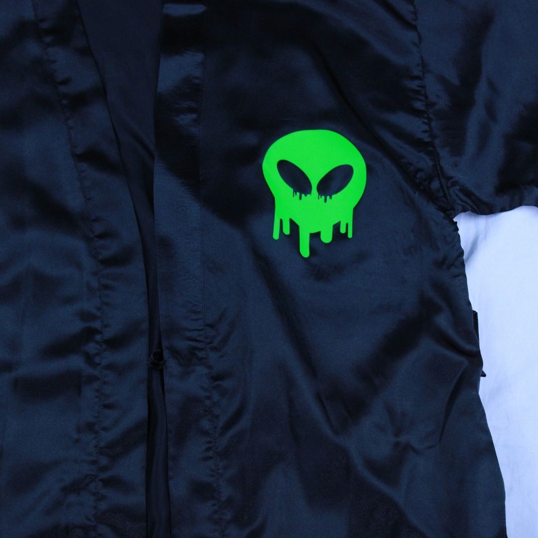 Black & Green Silk Robe – Handmade Statement Loungewear - The Modern Alien