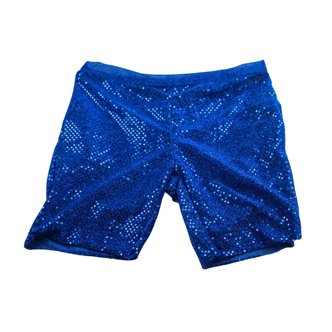 Blue Sequin Glitter Shorts with Pockets - The Modern Alien