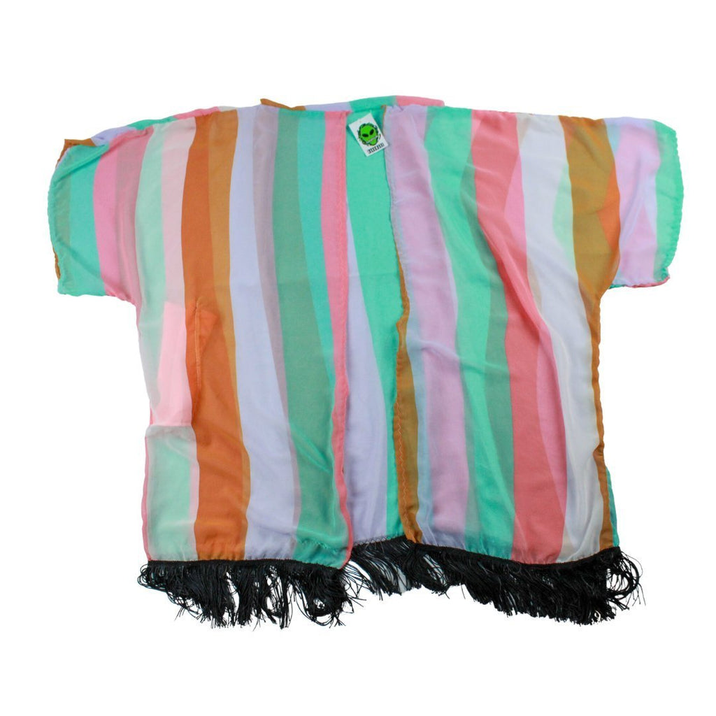 Boho Chic Striped Kimono – Handmade with Fringe - The Modern Alien