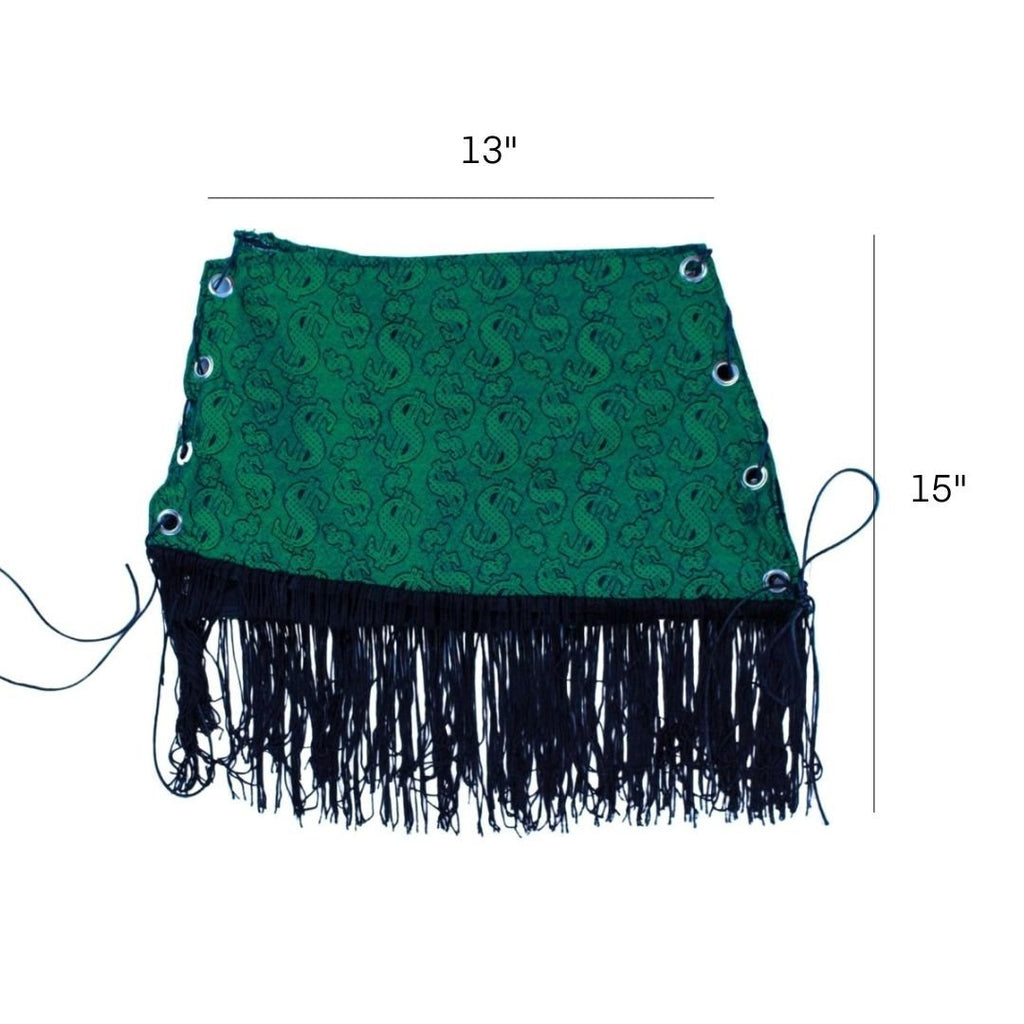 Green Pimp Money 2 - Piece Set – Tube Top & Fringe Mini Skirt - The Modern Alien