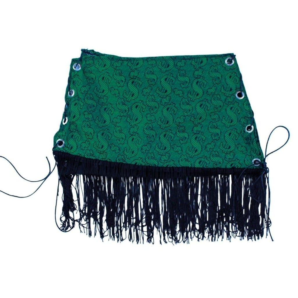Green Pimp Money 2 - Piece Set – Tube Top & Fringe Mini Skirt - The Modern Alien