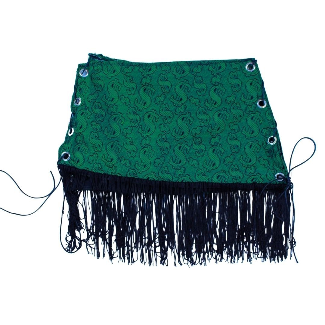 Green Pimp Money 2 - Piece Set – Tube Top & Fringe Mini Skirt - The Modern Alien