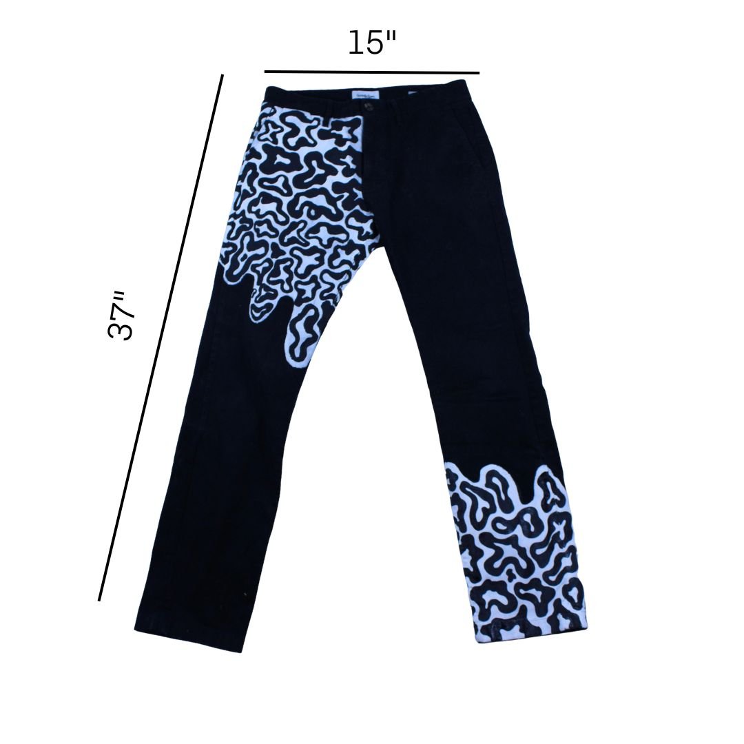 Handpainted Black and White Trippy Patterned Pants - The Modern Alien