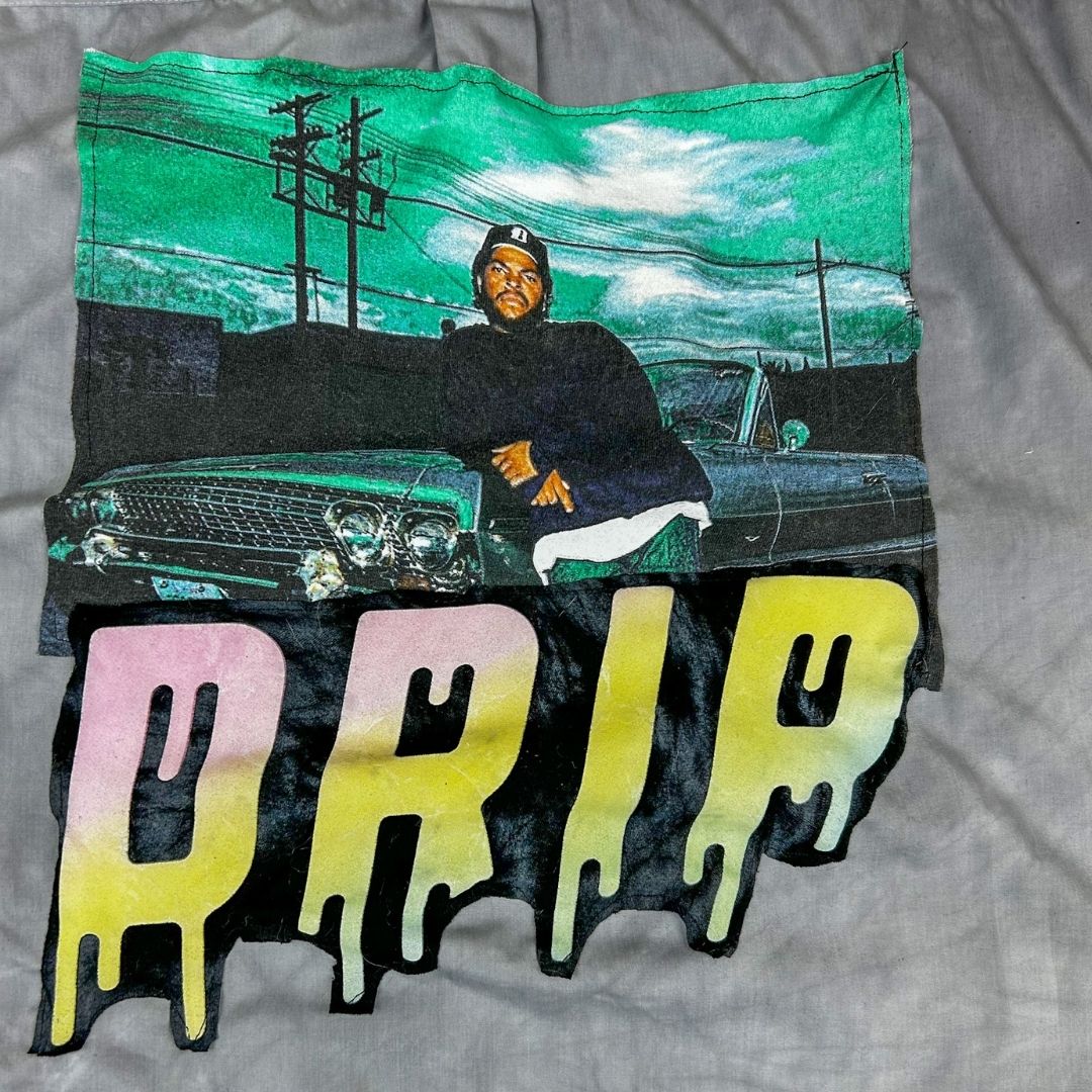 Ice Cube “Drip” Reworked Button - Up – Tie - Dyed & Patched - The Modern Alien