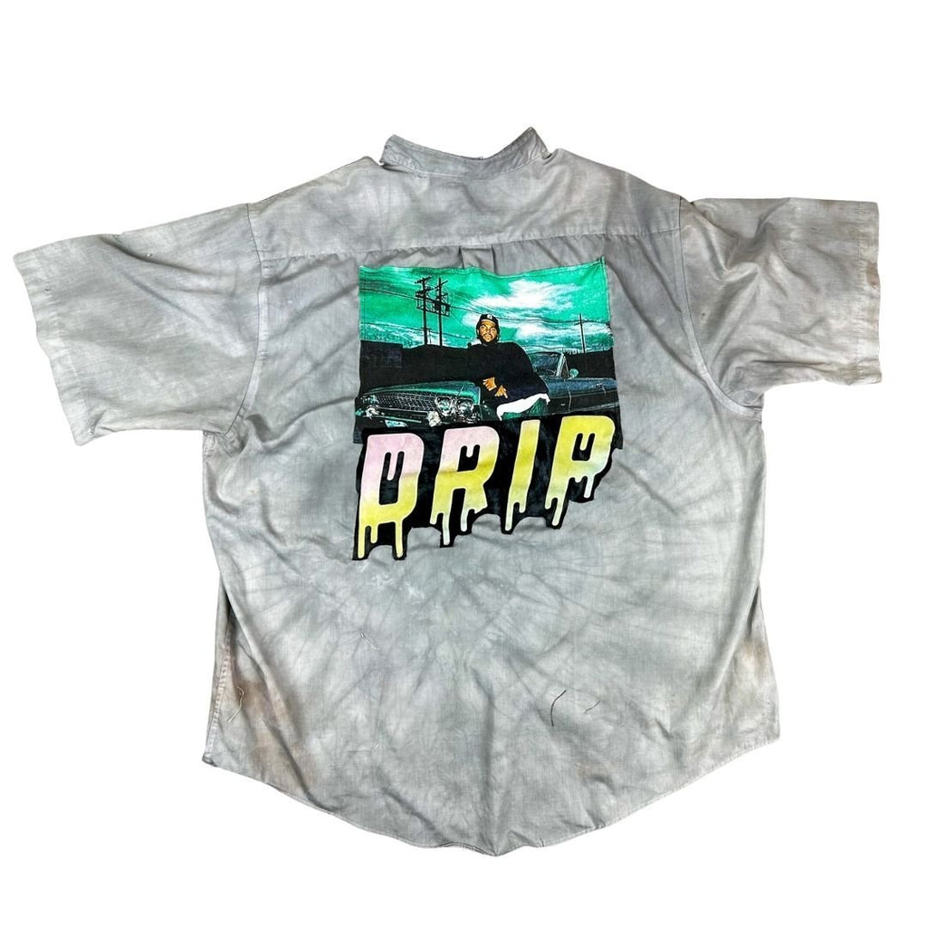 Ice Cube “Drip” Reworked Button - Up – Tie - Dyed & Patched - The Modern Alien