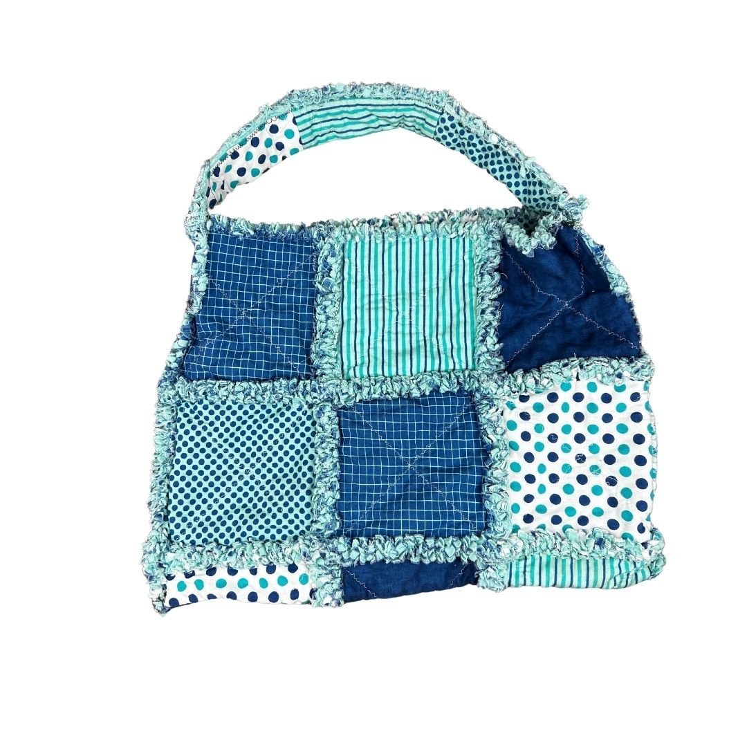 Large Blue Patchwork Bag – Handmade & Upcycled - The Modern Alien