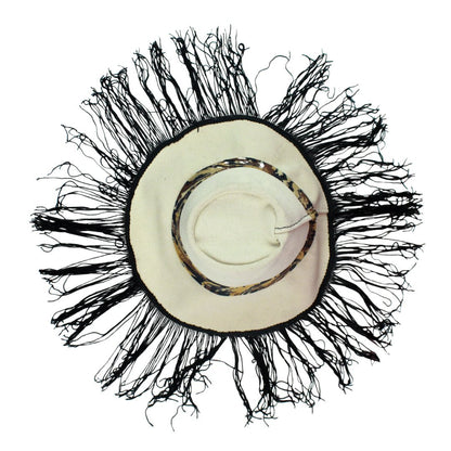 Off - White Cheetah Hat with Black Fringe – Handmade & One - of - a - Kind - The Modern Alien