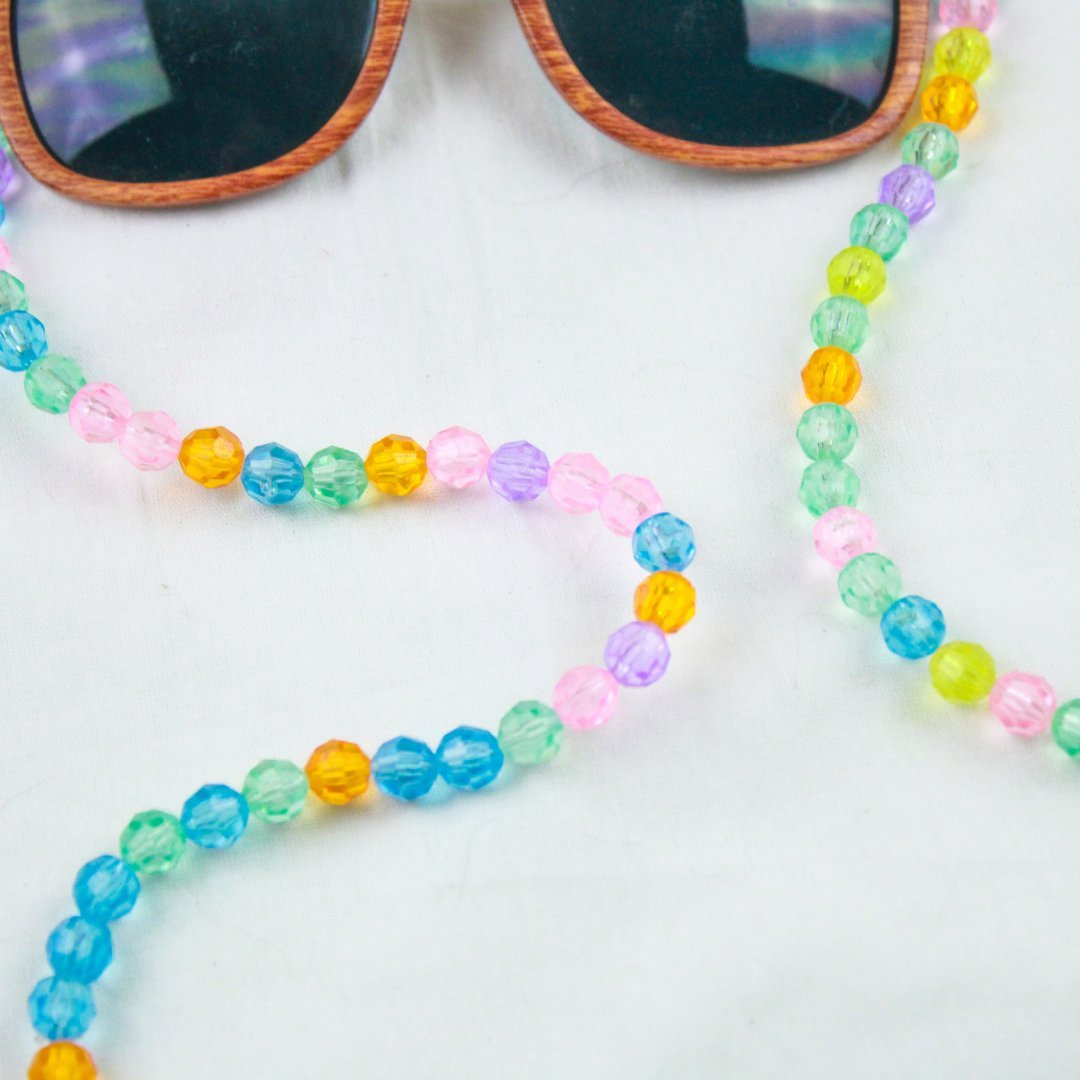 Pixel Gamer Sunglasses with Rainbow Beaded Chain – Handmade & Playfully Retro - The Modern Alien