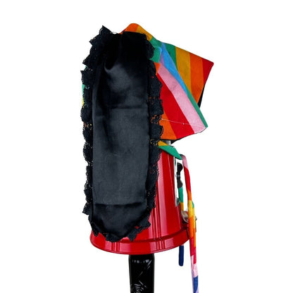 Rainbow and Black Lace Bunny Bonnet - The Modern Alien