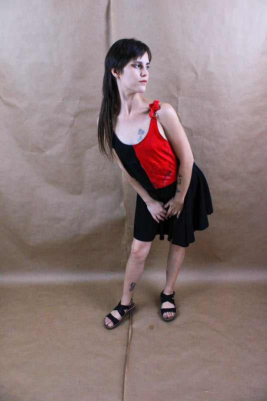 Red and Black Corset Tie Tank Top - The Modern Alien