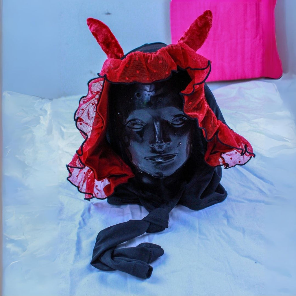 Red Devil Milkmaid Set with Bonnet – Handmade & Upcycled - The Modern Alien