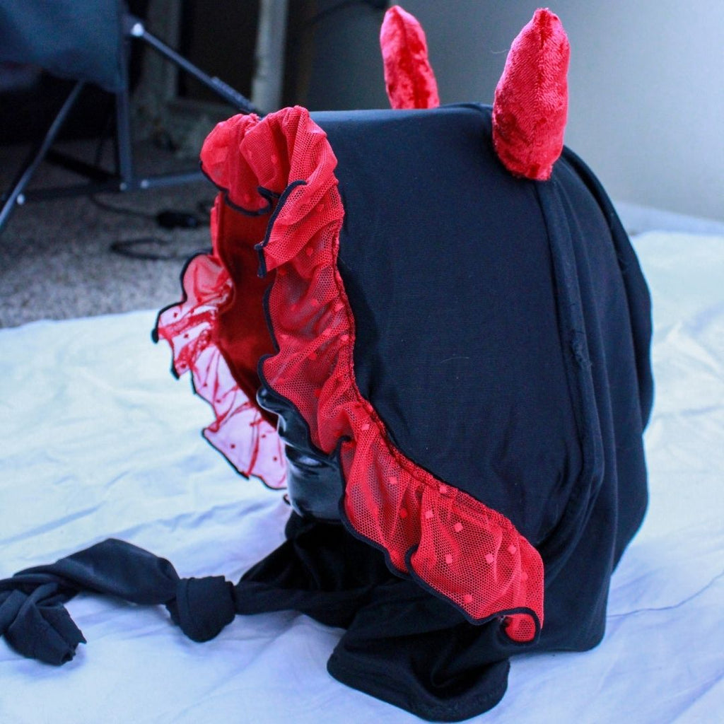 Red Devil Milkmaid Set with Bonnet – Handmade & Upcycled - The Modern Alien