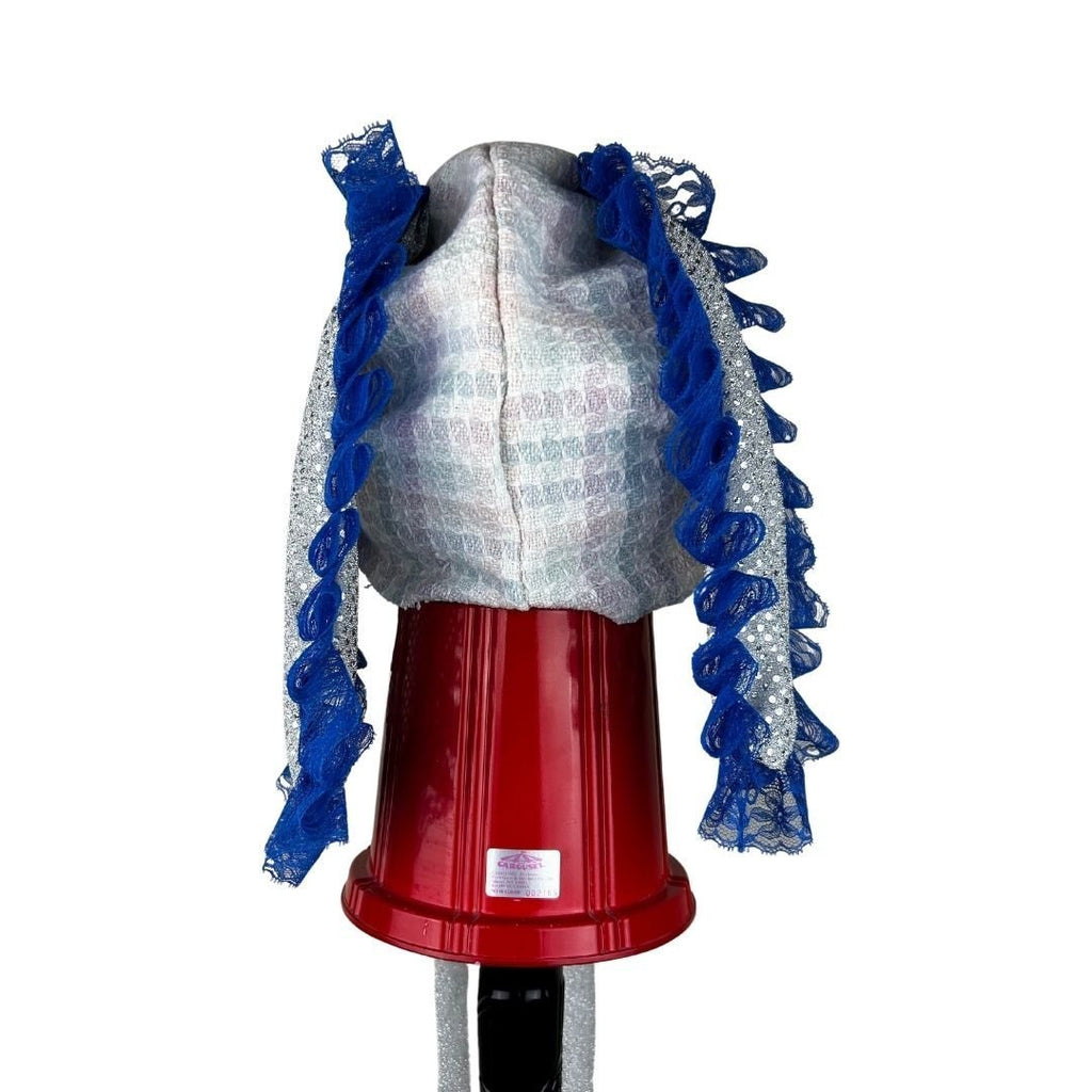 Silver Sequin & Blue Lace Bunny Bonnet – Handmade & Upcycled - The Modern Alien