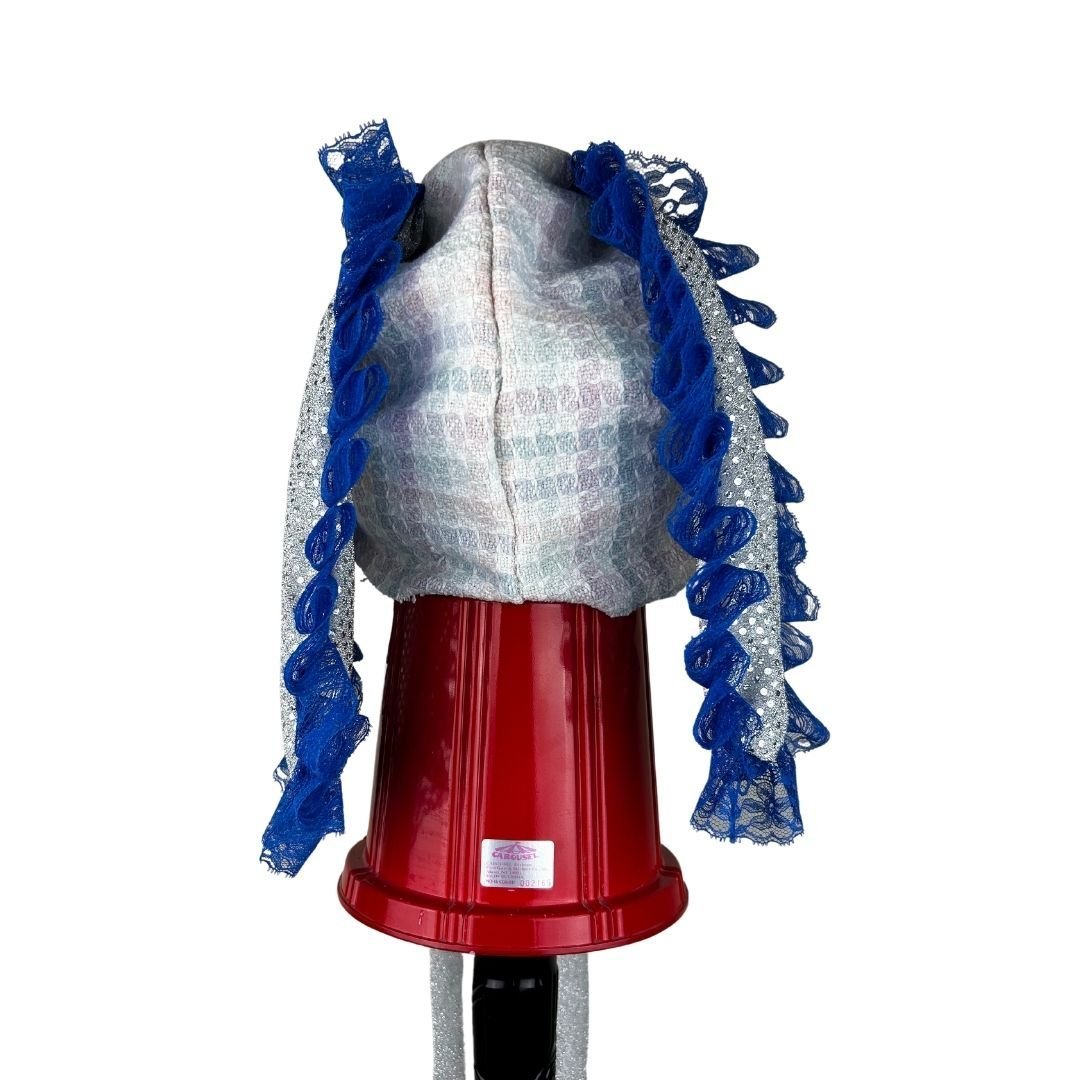 Silver Sequin & Blue Lace Bunny Bonnet – Handmade & Upcycled - The Modern Alien