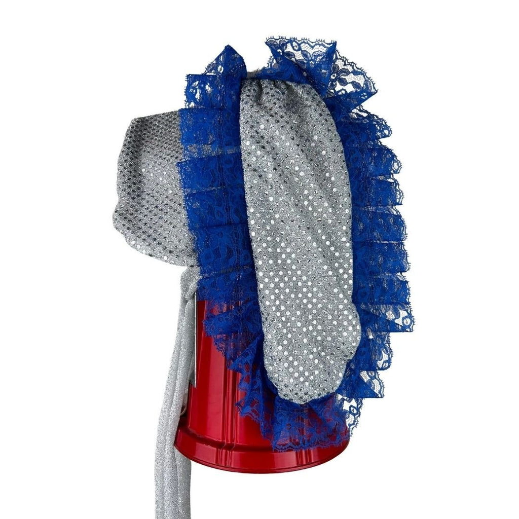 Silver Sequin & Blue Lace Bunny Bonnet – Handmade & Upcycled - The Modern Alien
