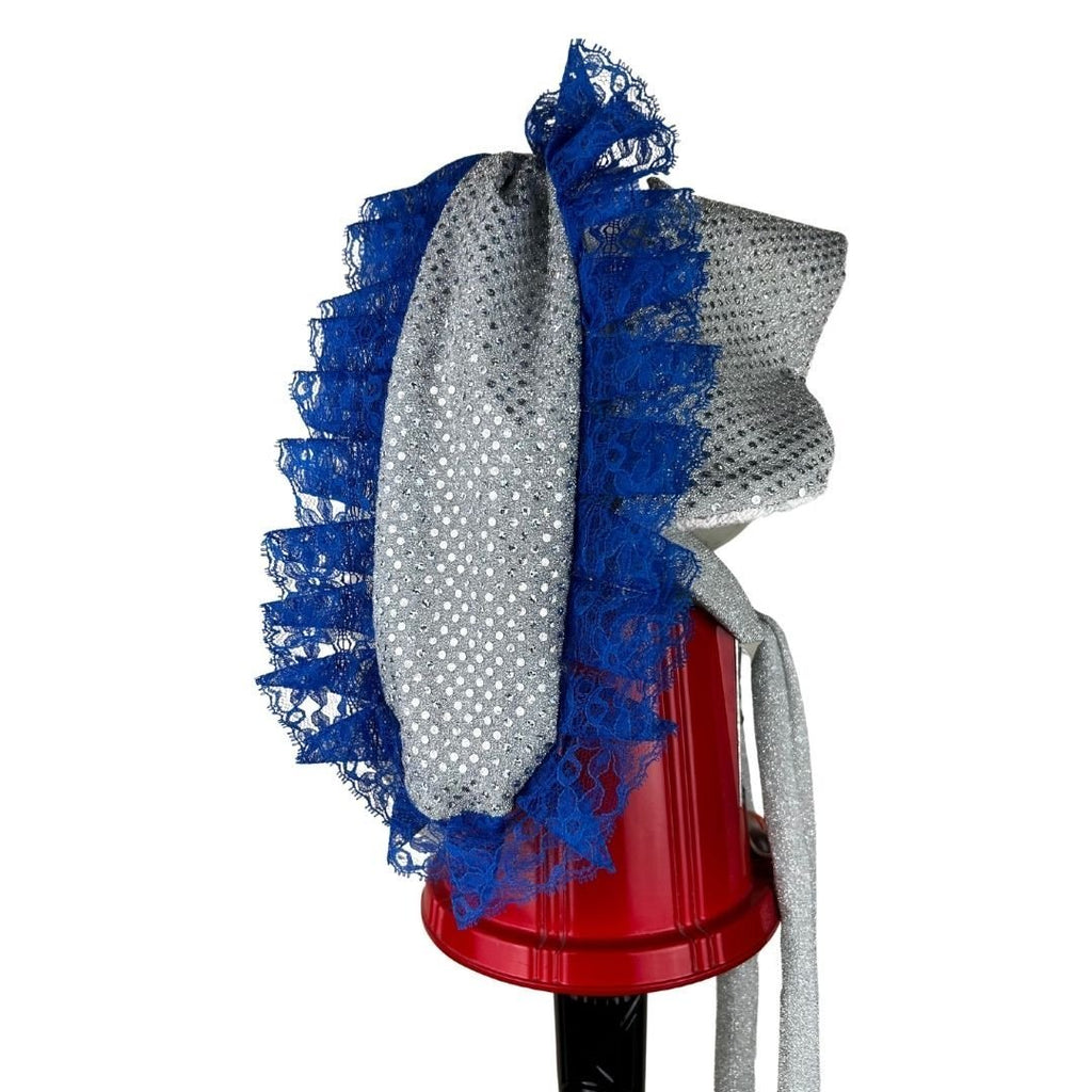 Silver Sequin & Blue Lace Bunny Bonnet – Handmade & Upcycled - The Modern Alien
